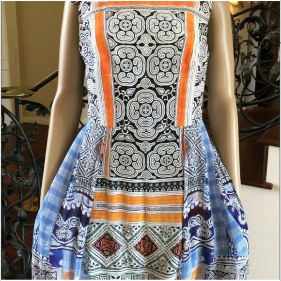 New! Camila Mini Silk dress with Overlay, Multi Color Size Small - Picture 2 of 11